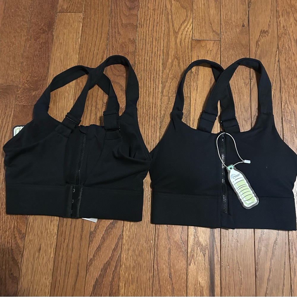 Black Racerback Sports Bra with Thick Straps minimizer